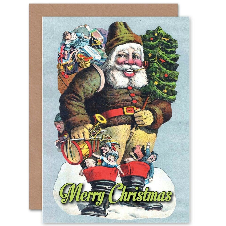 image 1 of Xmas Merry Old Santa Present Christmas Card