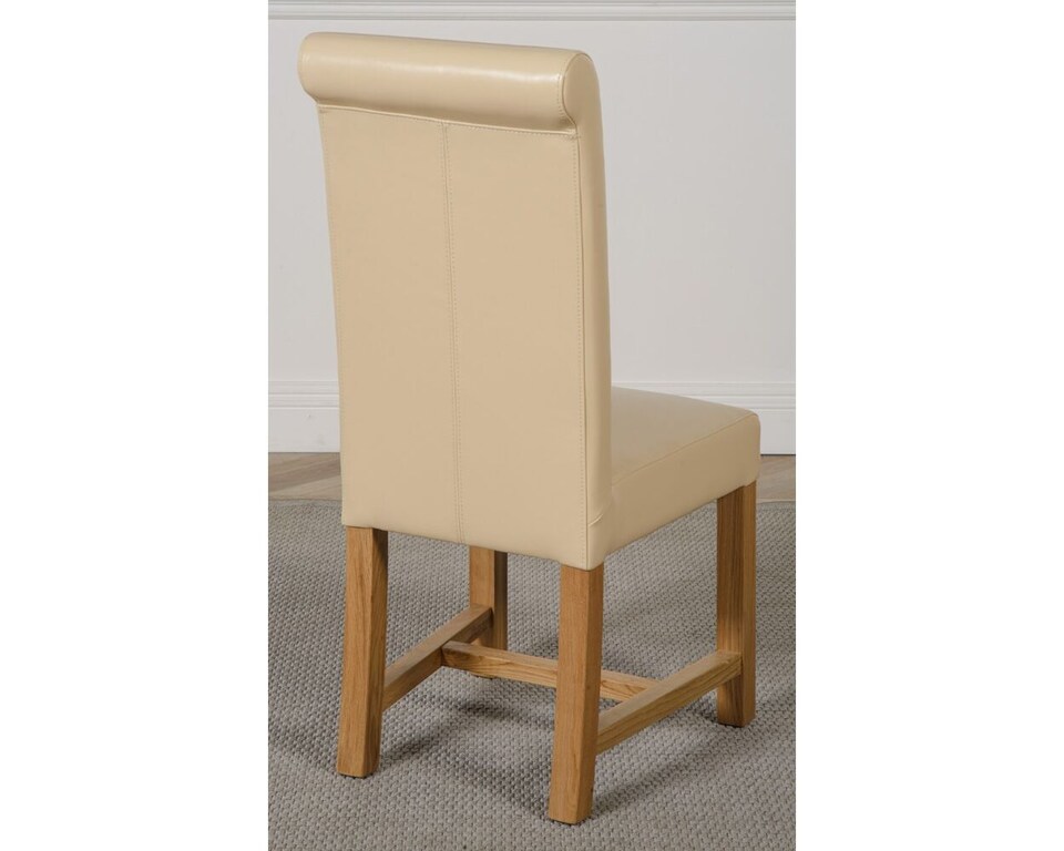 image 1 of Kuba 125x80cm Chunky Oak Small Dining Table and 6 Washington Leather Chairs | Cream | Cream