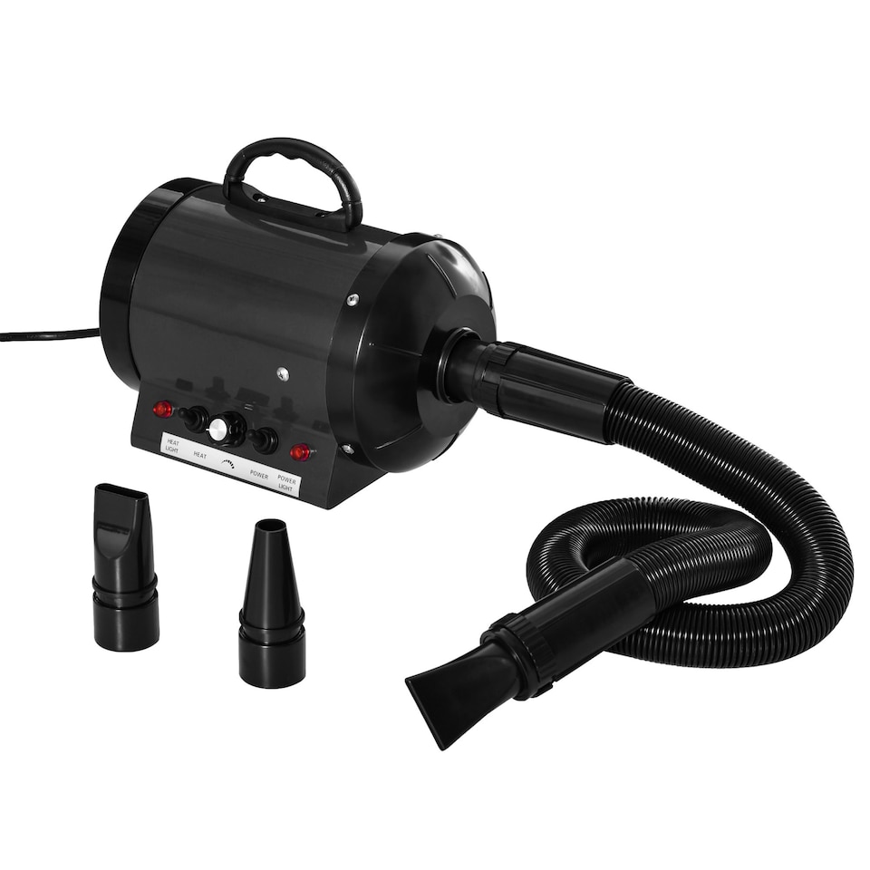 image 1 of PawHut 2800W Dog Hair Dryer Pet Grooming Blaster Blower Dryer 3 Nozzles, Black