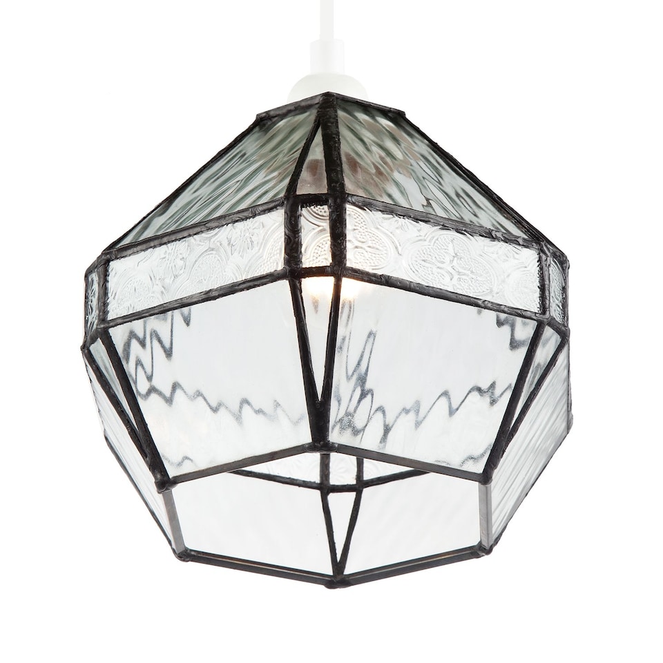 image 1 of Vintage Classic Bronze Pendant Shade with Moroccan and Water Glass | Clear | Transparent | 1