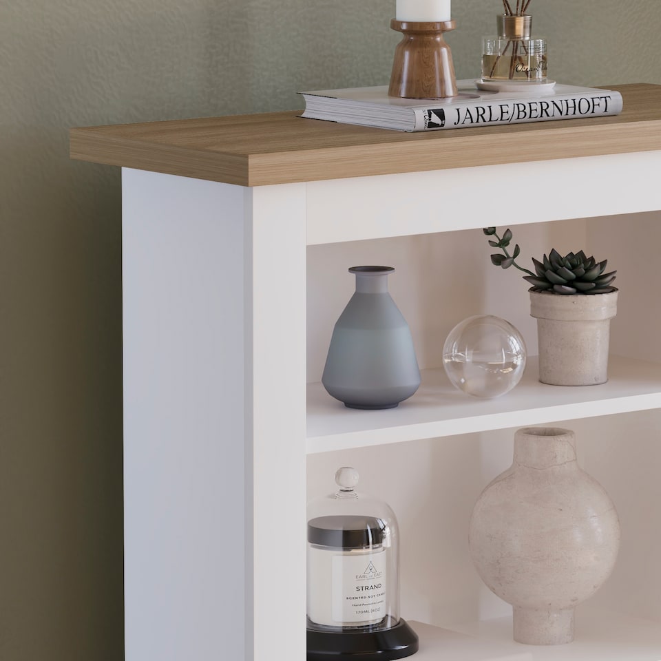 image 1 of Vida Designs Arlington 3 Tier Bookcase Shaker Style Display Storage, White & Oak