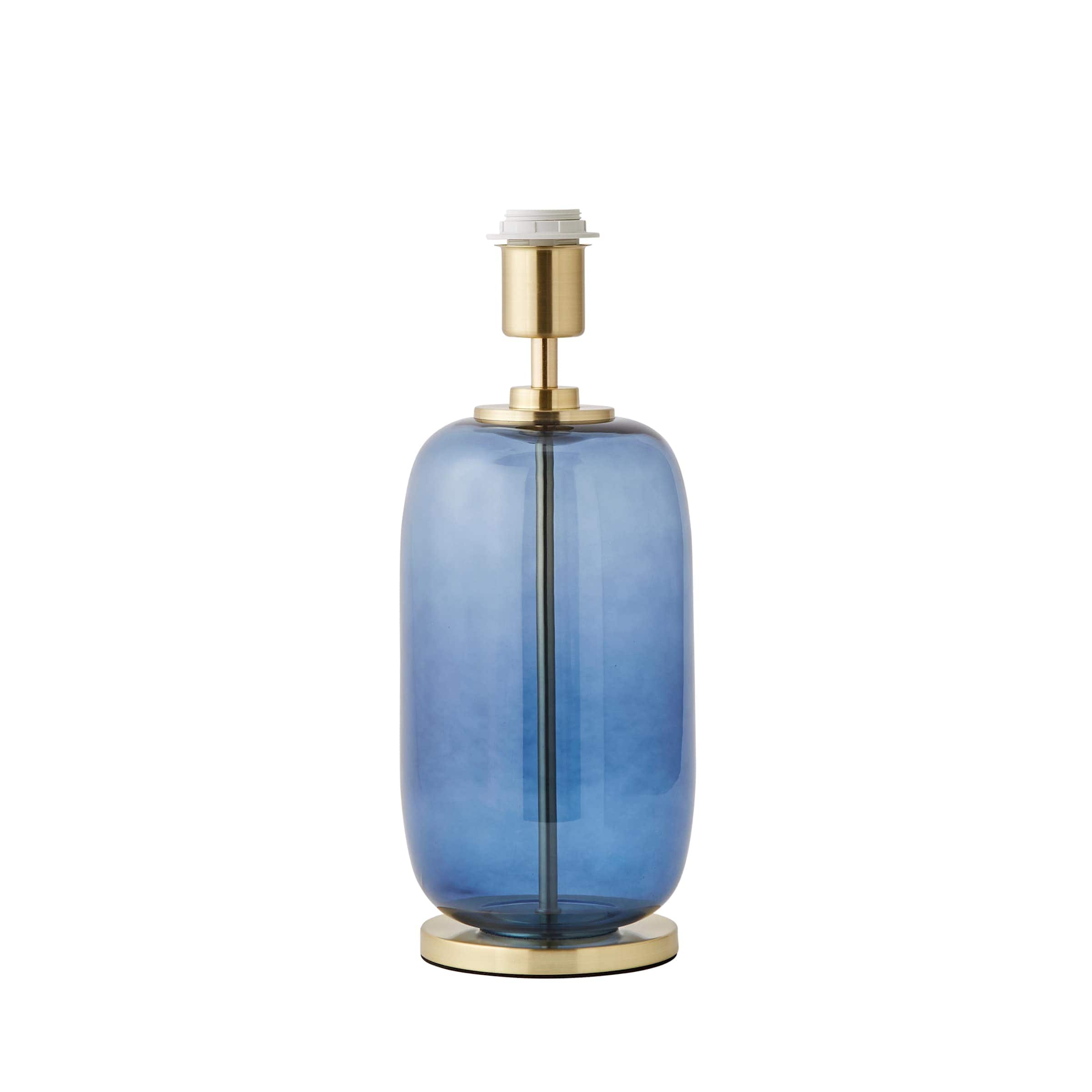 ValueLights Leigh Glass with Gold Trim Table Lamp Base in Navy