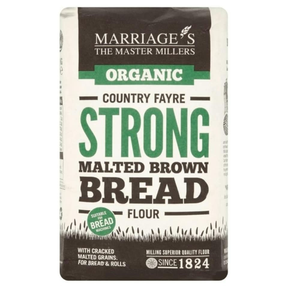 Strong Malted Brown Bread Flour, Organic 1kg (Marriages)