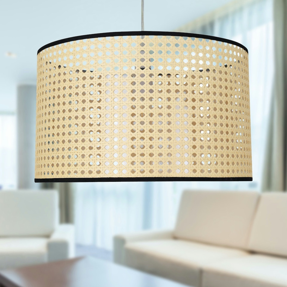 image 1 of Woven - 40cm Wicker Easy Fit Pendant Shade Brown | Black