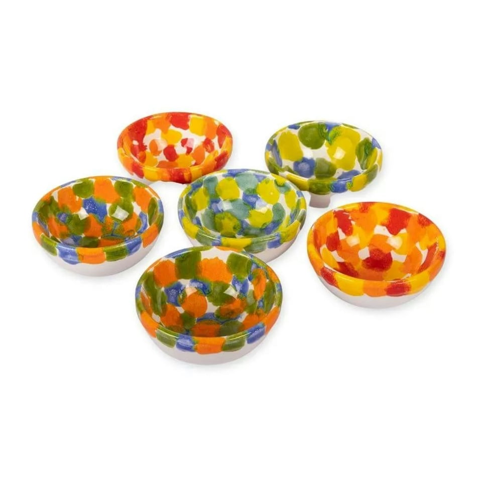 image 1 of Verano Spanish Ceramics Petalo Tapas Bowls Set of 6 - 9cm Mixed | Multi | 6