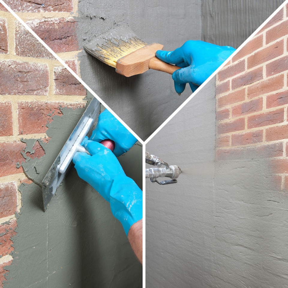 image 1 of Drybase TS-PLUS Tanking Slurry (20kg & 5-Bar Waterproofer 4L) For Waterproofing Concrete & Masonry Basements, Foundations & Walls