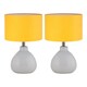 image 1 of Set of 2 Tuscan - White Ceramic Lamps with Ochre Shade | White | Yellow | Medium | 2