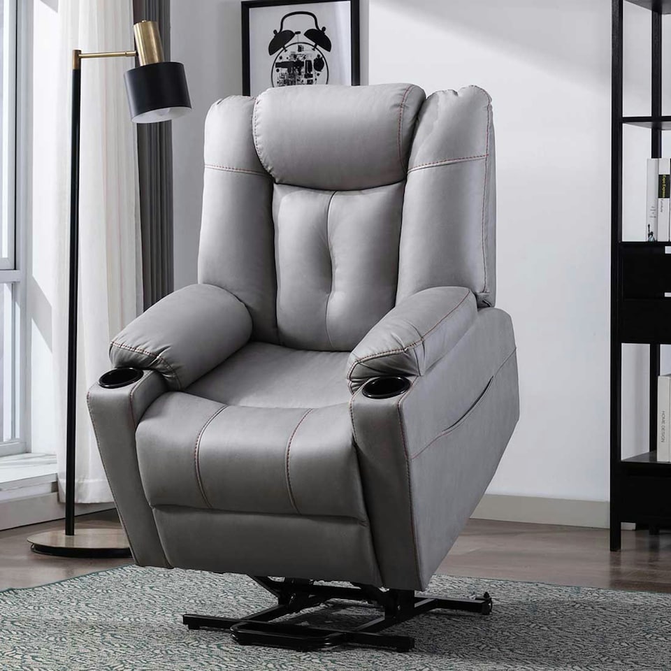 image 1 of Afton Technology Fabric Single Motor Rise Recliner Lift Mobility Chair (Grey)