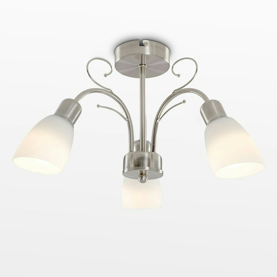 image 1 of ValueLights Newlyn 3 Way Brushed Chrome Ceiling Bar Light