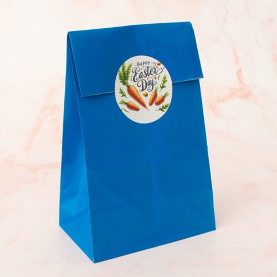 image 1 of Happy Easter Carrots Round Stickers 60mm - Sheet of 12