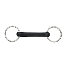 Shires Flexible Rubber Horse Loose Ring Snaffle Bit - Black/Silver - 5.5in