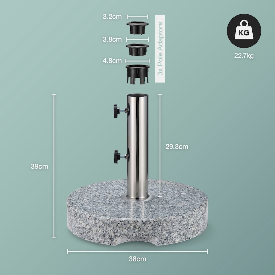 image 1 of VonHaus Parasol Base Grey Round Granite 22kg