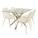 image 1 of Glass Dining Table with 4 White Leather Chairs Dining Room Furniture
