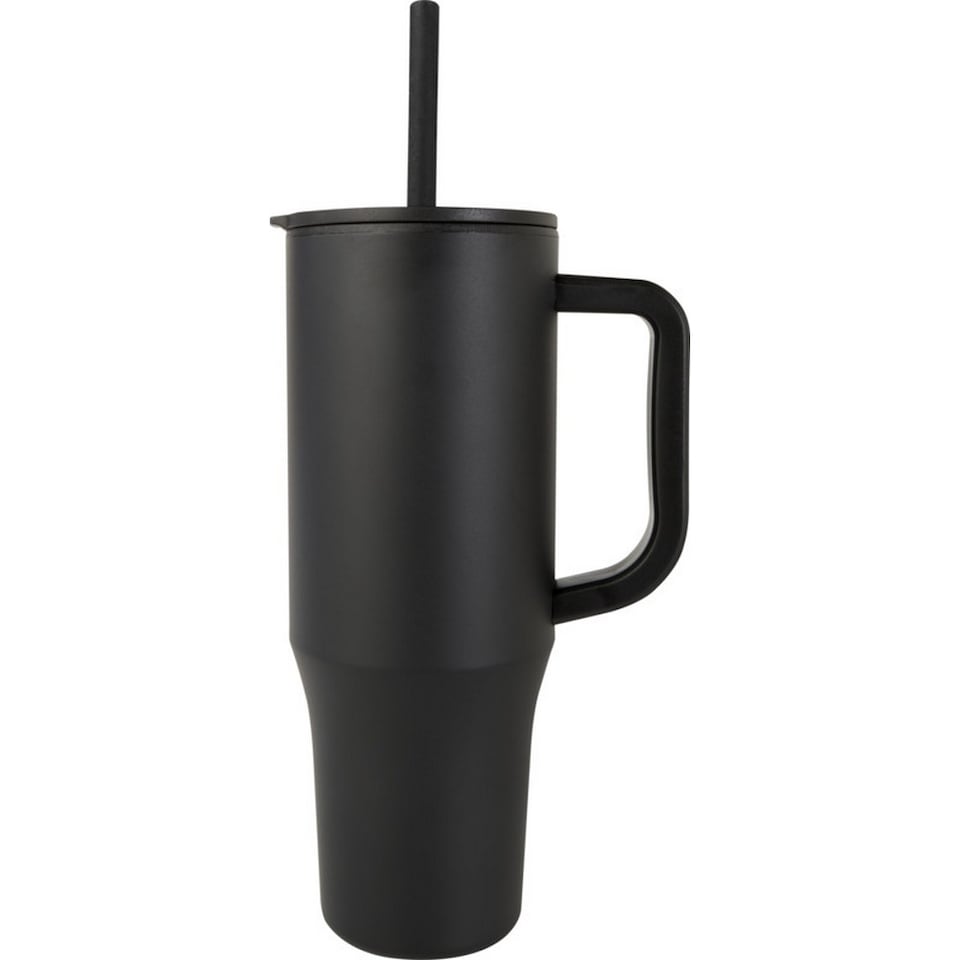 image 1 of Floso Brady Insulated 900ml Mug With Straw | Black | Solid Black | One Size | 1