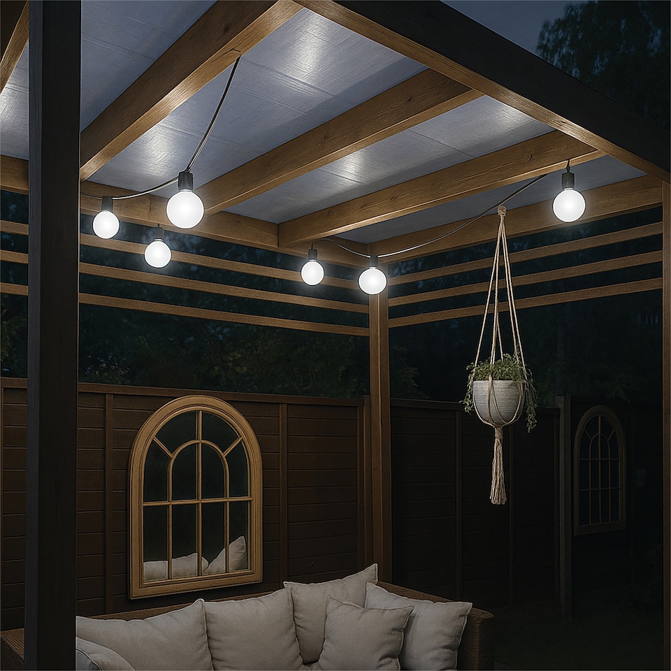 image 1 of Festoon Black Rubber IP65 5m/10x2w Warm White Opaque lamps