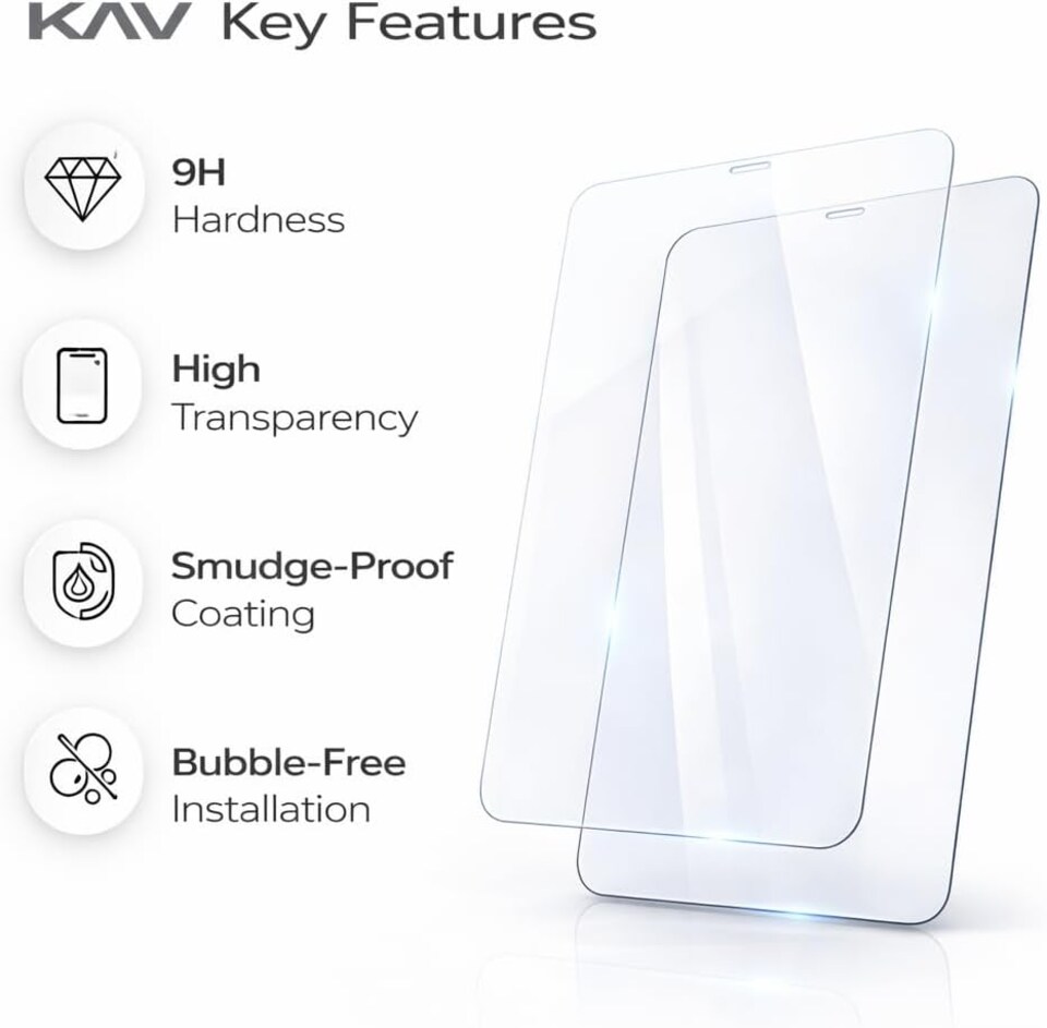image 1 of KAV Tempered Glass for iPad A16 11th Gen 11 Inch 2025 and iPad 10th Gen 10.9 Inch 2022 High Transparency 9H Anti Scratch HD Clear Bubble Free Easy Install Screen Protector (Pack of 2)