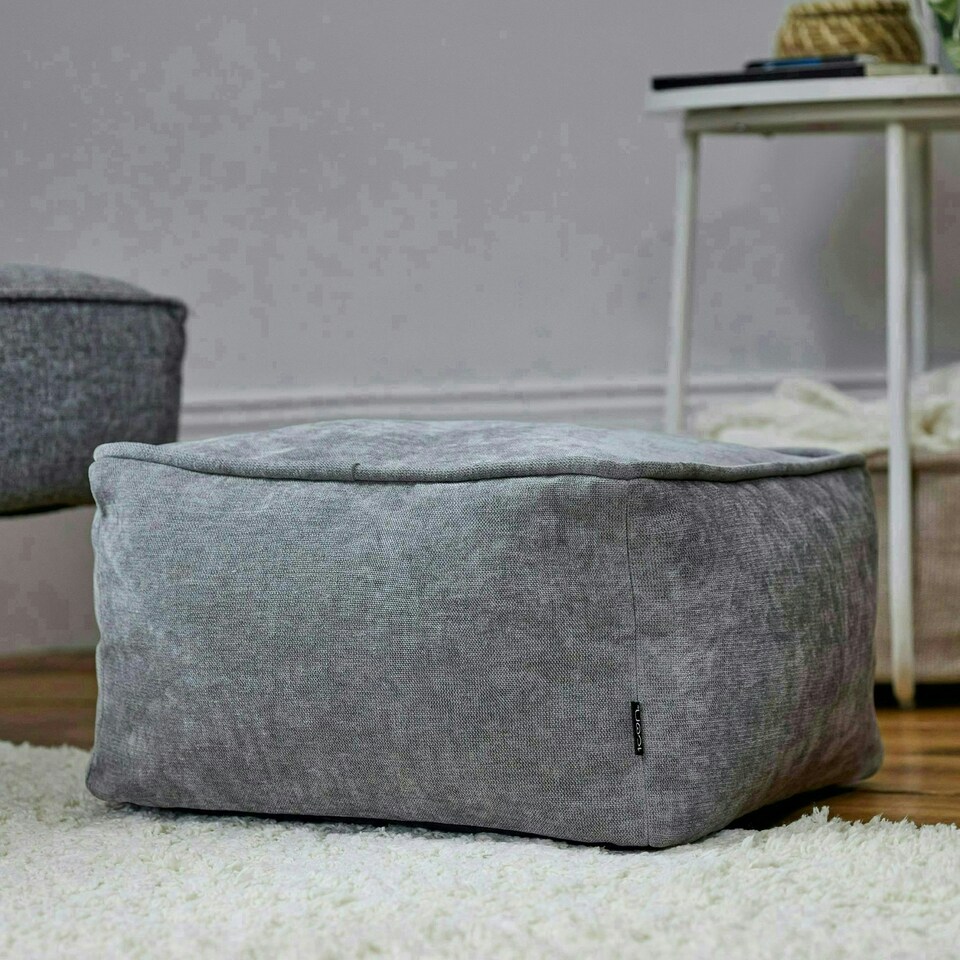 image 1 of icon Amara Chenille Bean Bag Pouffe Grey Grey