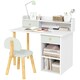 image 1 of AIYAPLAY Kids Desk and Chair Set, Children Study Table with Hutch, Storage, Drawer, Shelves, for Studying, Reading, Drawing, for Ages 3-8 Years, Green | Green
