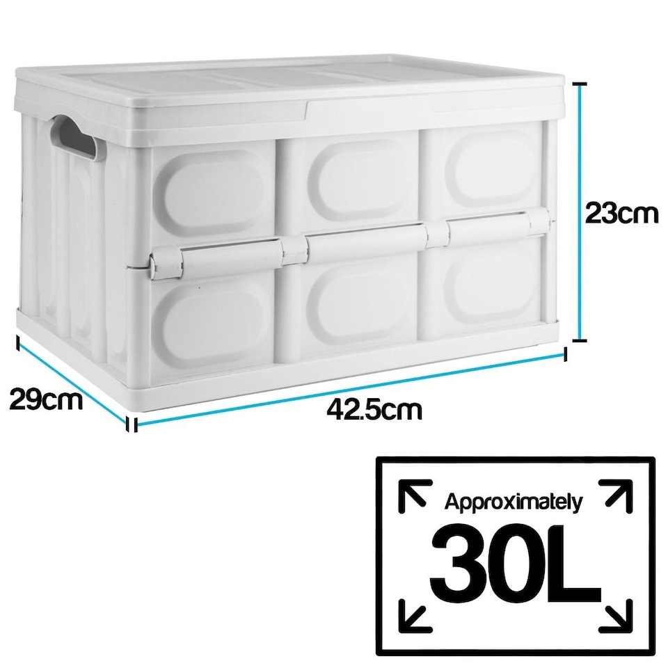 image 1 of TekBox 30L White Folding Storage Box - Set of 2 Boxes