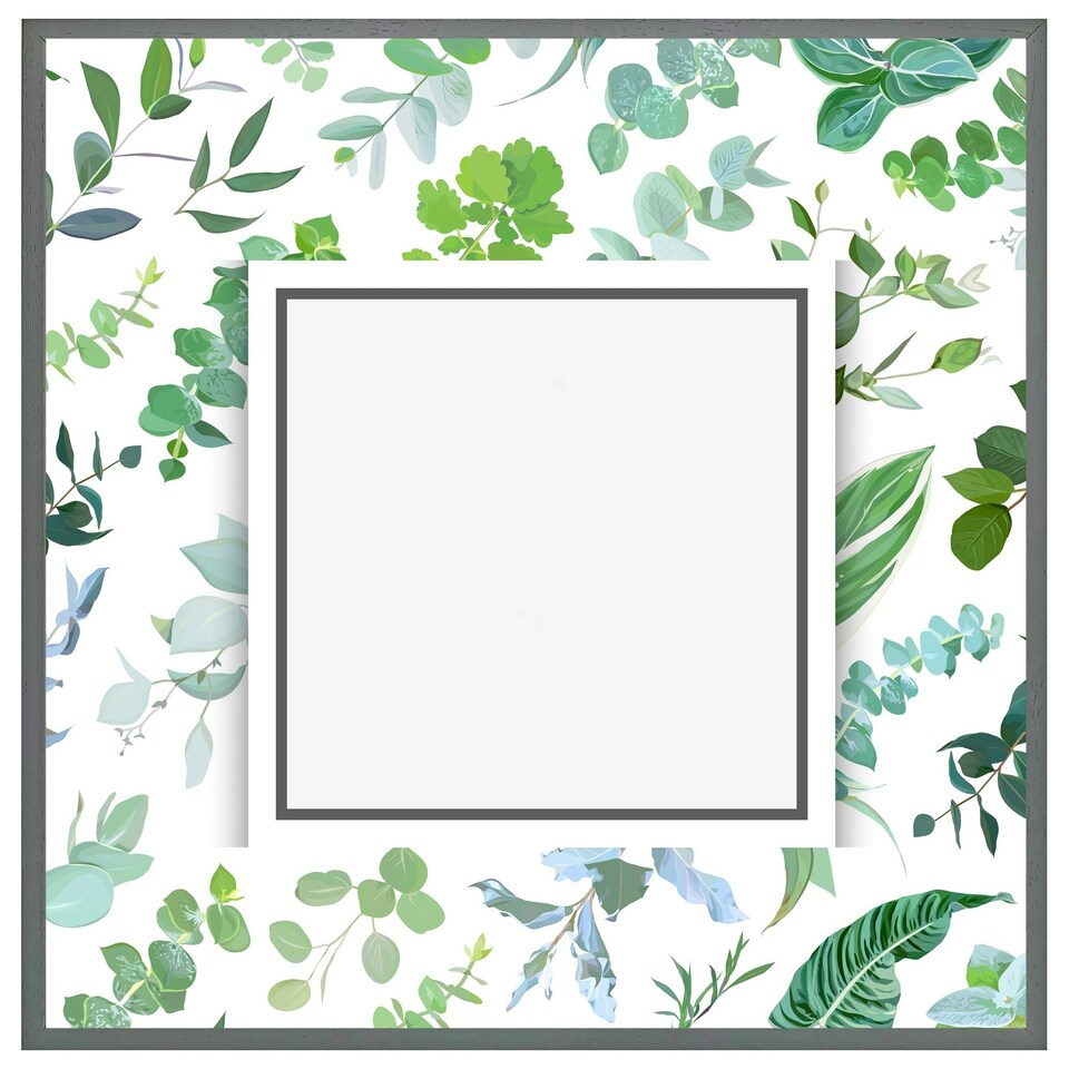 image 1 of Green leaves (Picture Frame) White | XS