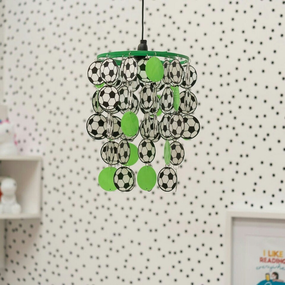 image 1 of ValueLights Children's Green And White Football /Nursery Ceiling Pendant Light Shade