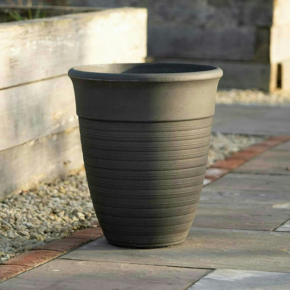 image 1 of Primrose Garden Tall Round Flower Plant Pot Planter Grey 49 x 44 x 44 cm