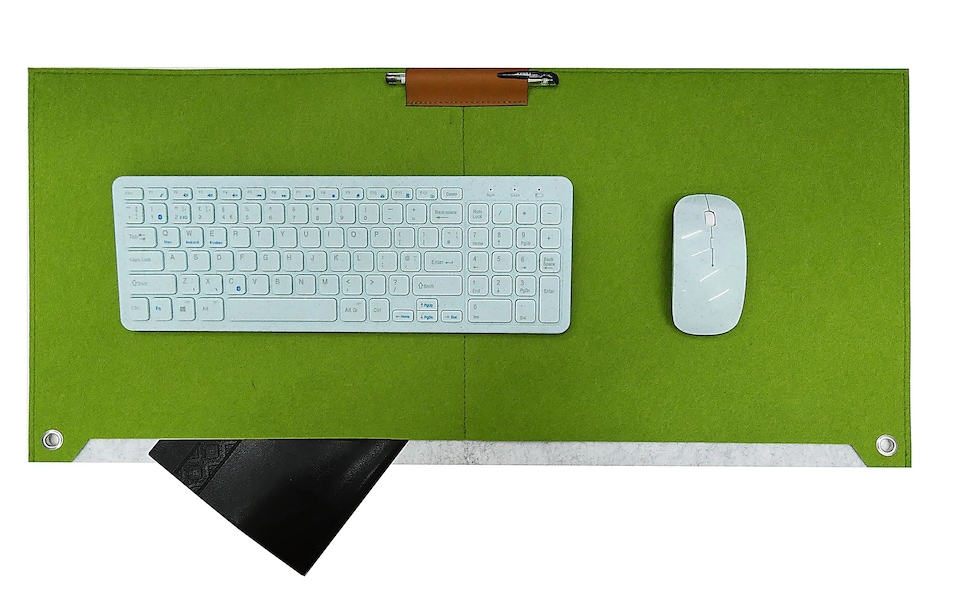 image 1 of Accuratus Felt Computer Mouse Pad / Laptop Desk Pad & Mouse Mat with Pen & Paper Compartment - Green and Grey