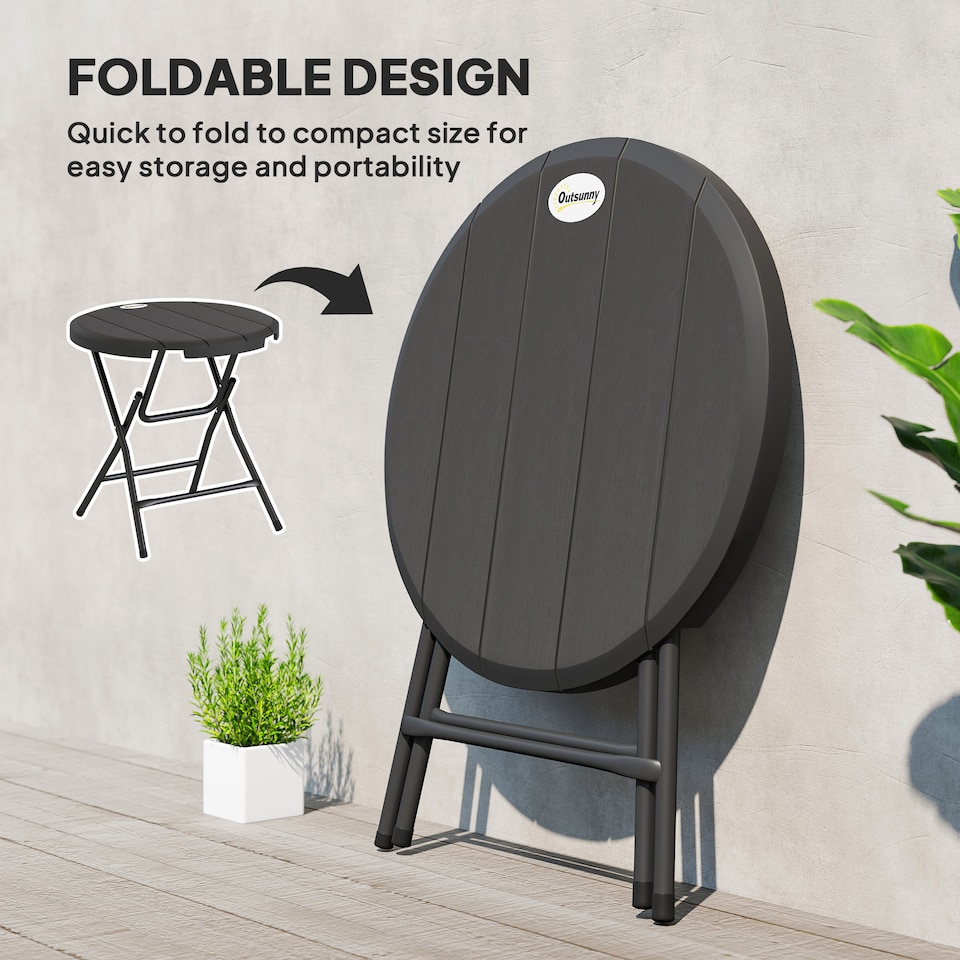 image 1 of Outsunny Round Garden Dining Table for 4, Foldable Outdoor Table for Garden