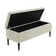 image 5 of 180cm Paris Plain Ottoman Storage Bench -Naples Shoes Bench with Black Turned Wooden Legs - Cream Upholstery Storage Footstool