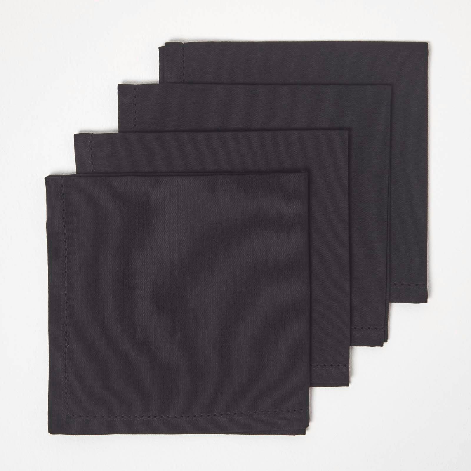 Homescapes Cotton Fabric 4 Napkins Set in Black