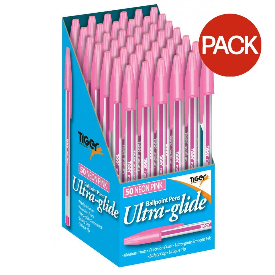 Tiger Ballpoint Pen (Pack of 50) - Pink - One Size