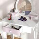 image 6 of ZONEKIZ Kids Dressing Table with Mirror and Stool, Drawer, Storage Shelf - White White