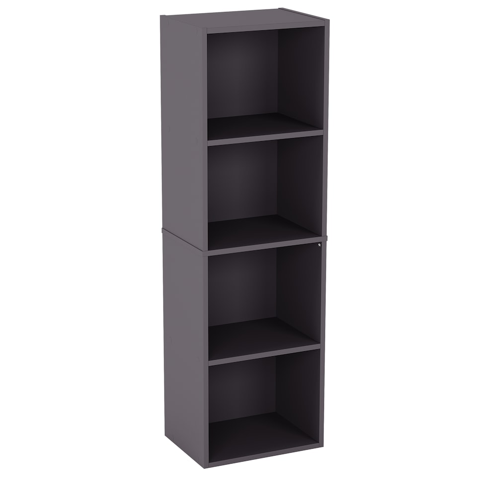 image 1 of Vida Designs Oxford 4 Tier Cube Bookcase Display Storage, Grey