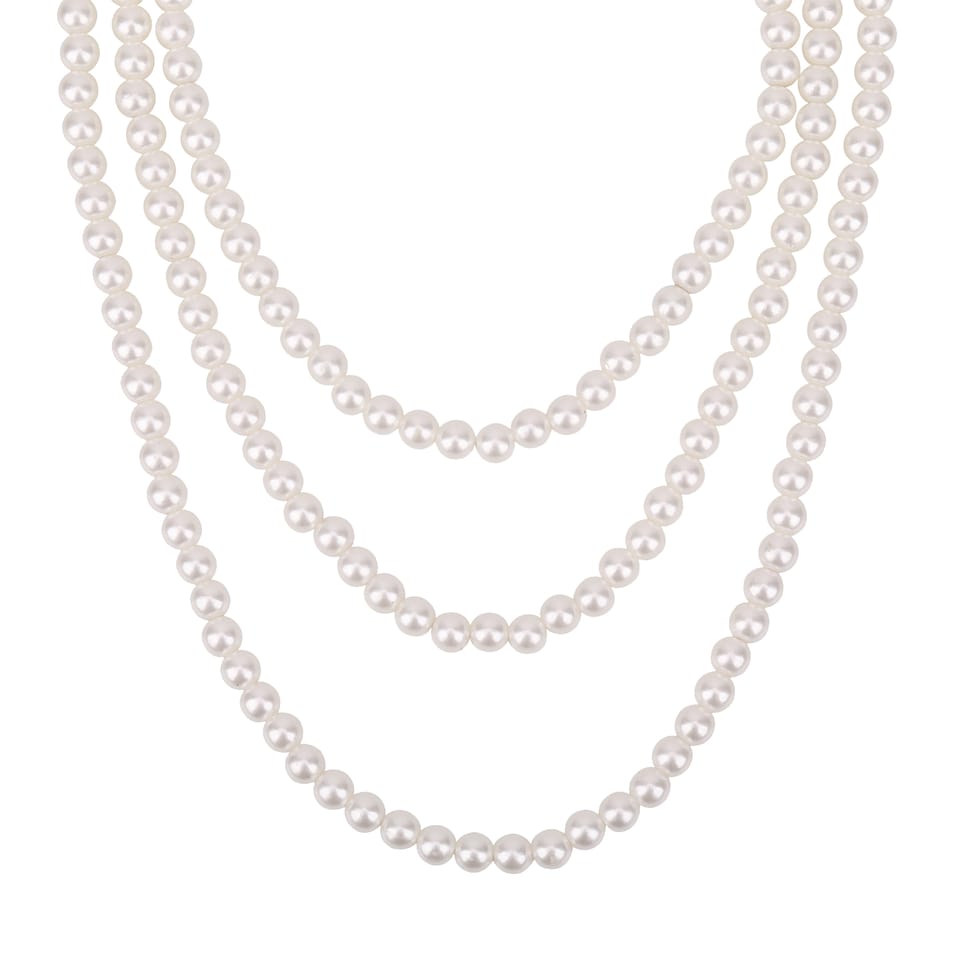 image 1 of 150cm White Vintage Fashion Long Pearl Necklace for Women - 2pcs