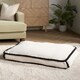 image 2 of OHS Sherpa Bind Rectangular Soft Plump Plush Cosy Pet Dog Cat Crate Cushion Bed Mat Multi | Cream and Black | M