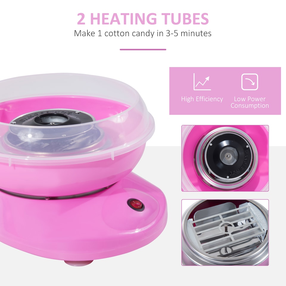 image 1 of HOMCOM Candy Floss Machine Electric Cotton Candy Maker Gadgetry 450W (Pink)