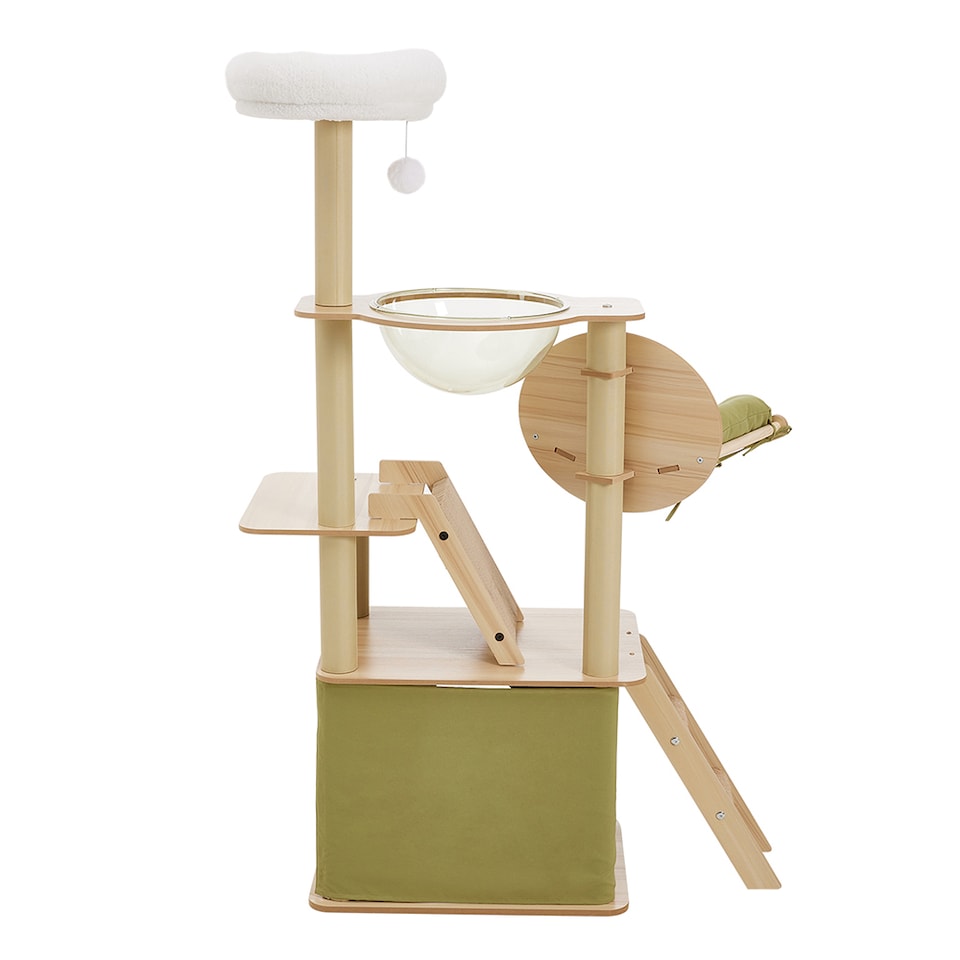 image 1 of Living and Home Cat Tower Set with Scratching Board | Green