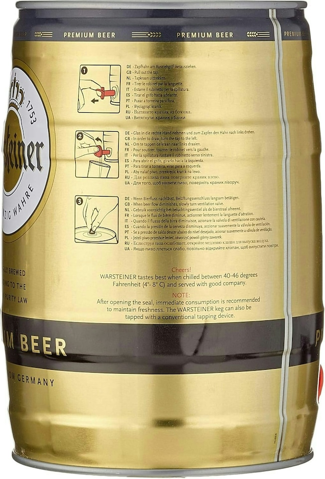 image 1 of Warsteiner Premium German Pils 5 Litre party Keg