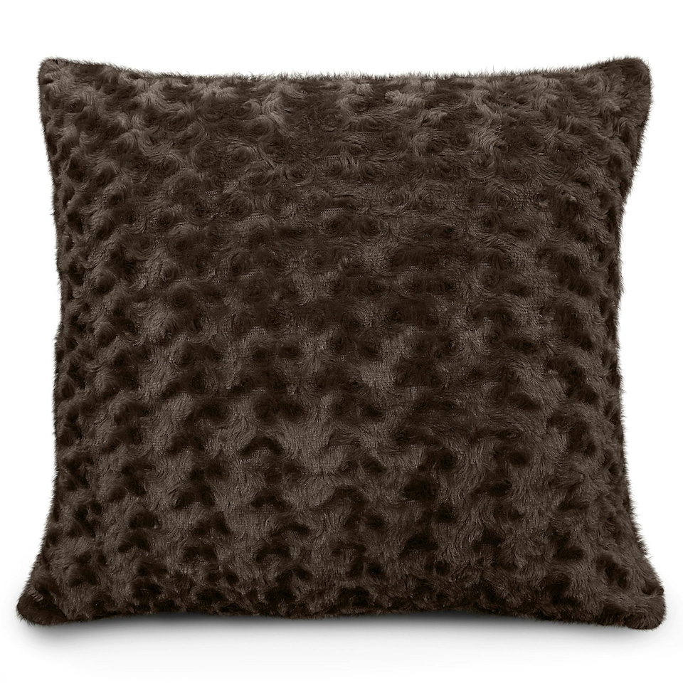 image 1 of Fur Supersoft Rose Posy Cushion - 43cm x 43cm Brown | Chocolate