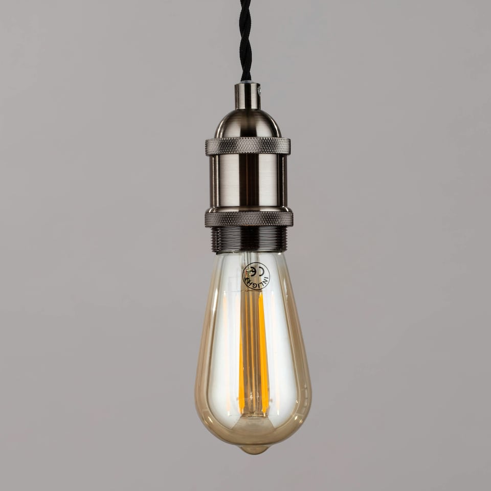 image 1 of BHS Industrial Style Black Cable Ceiling Pendant | Grey | Antique Pewter | 1