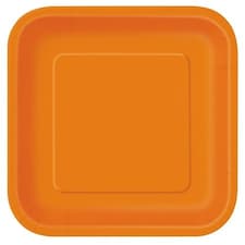 Orange Square Paper Plates 22cm - Pack of 14