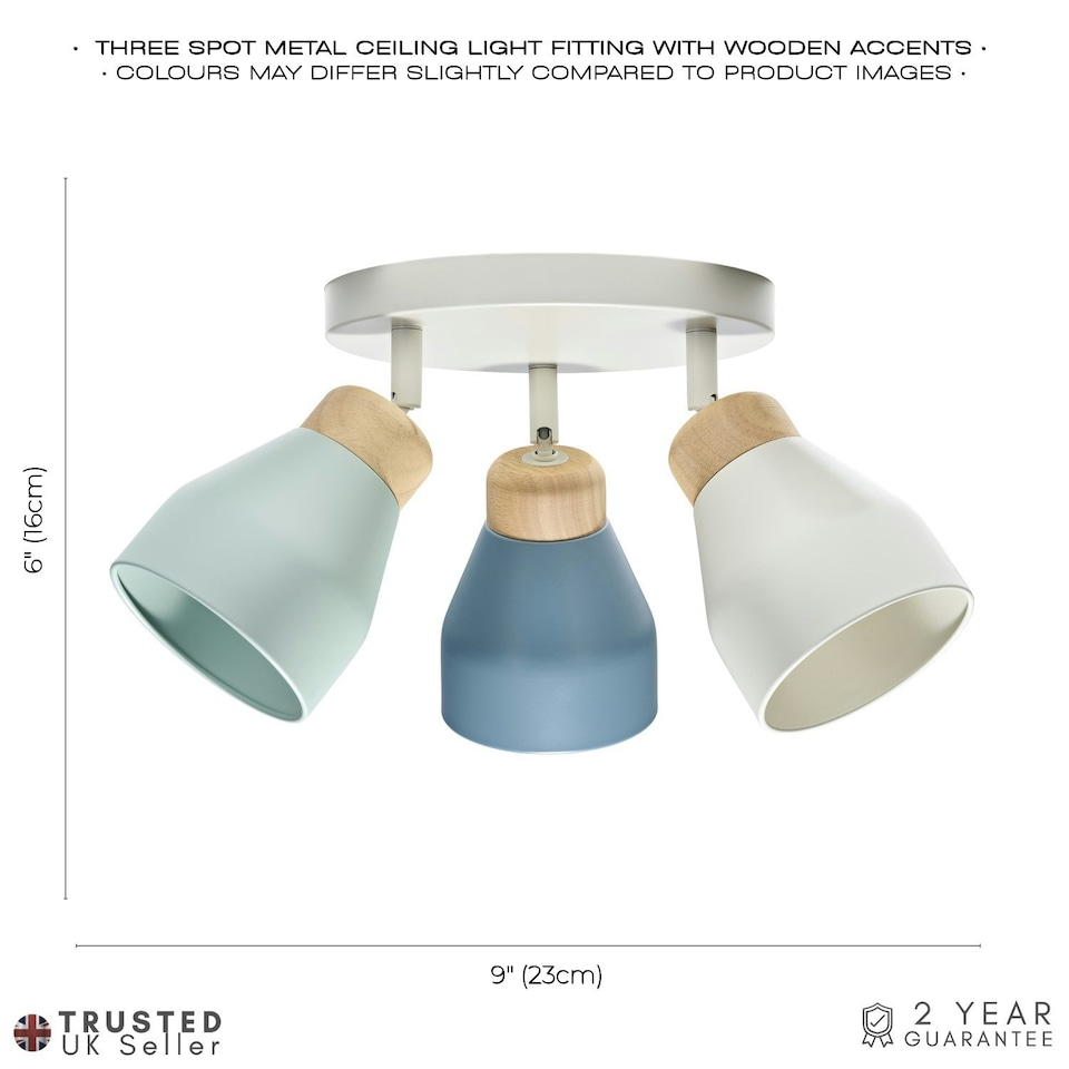 image 1 of Modern Scandinavian Style Spot Ceiling Light in Grey and Dusk and Duck Egg Blue | Multi | Multi-coloured | 1