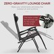 image 3 of Outsunny Foldable Garden Recliner Chair Set of 2 w/ Footstool & Headrest, Black