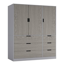 RIGA 3 Door 6 Drawer Wardrobe | Grey | Grey & Cedar Grey | 10 x 44.5 x 79 | 1