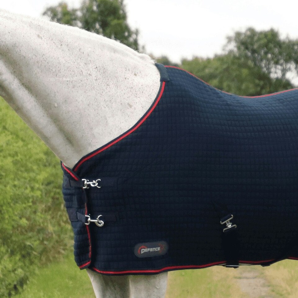 image 1 of Hy DefenceX Horse Cooler Rug - Navy/Red - 5´