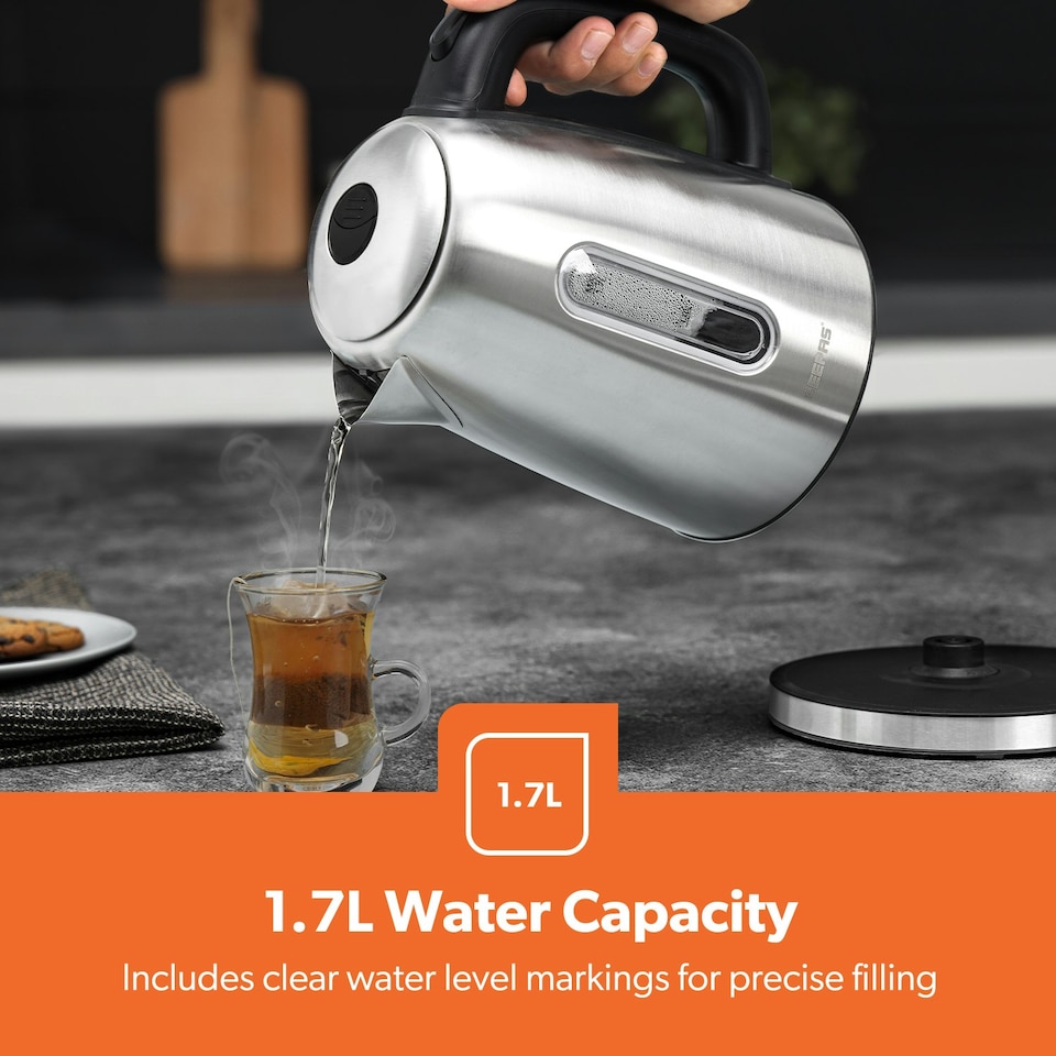 image 1 of GEEPAS 1.7L Illuminating Electric Kettle 2 Slice Bread Toaster & 7.5L Air Fryer Combo Kitchen Set