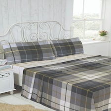 Lomond Brushed Cotton Check Luxury Flannelette Complete Sheet Set | Blue | Double | 1