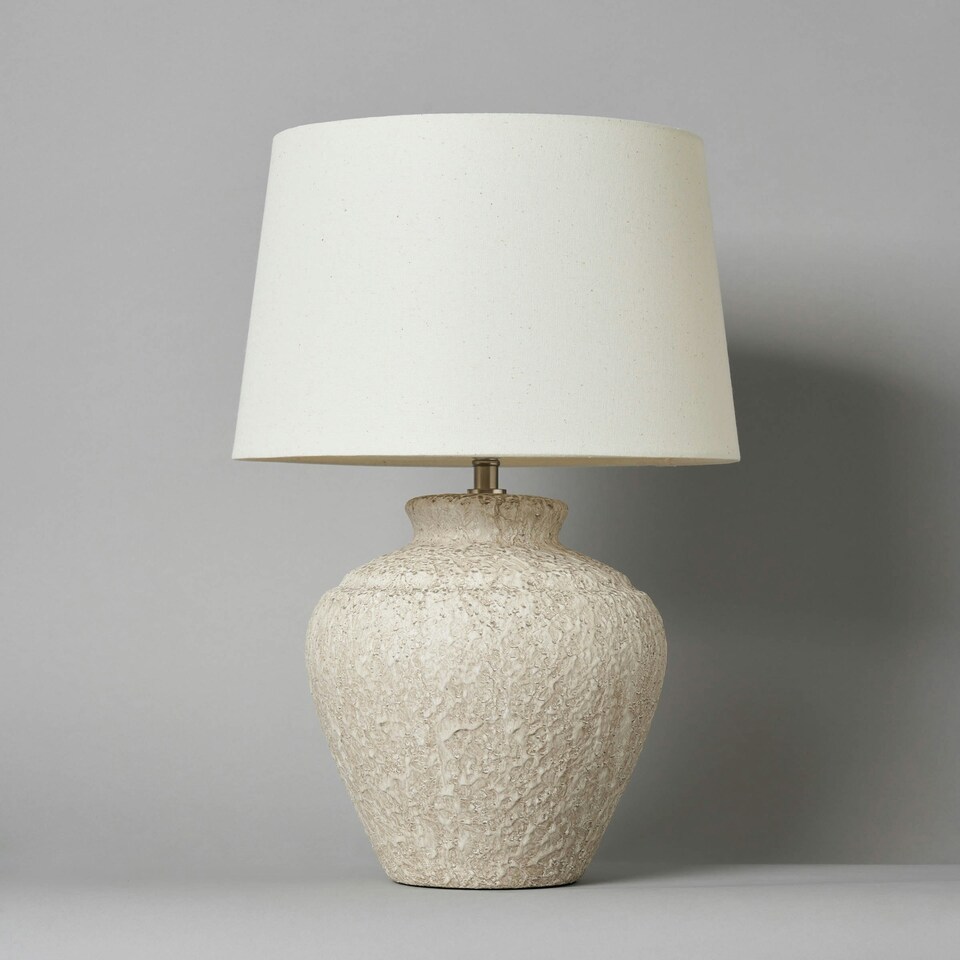 image 1 of BHS Flora Stone Effect Table Lamp, Natural | Cream | Natural