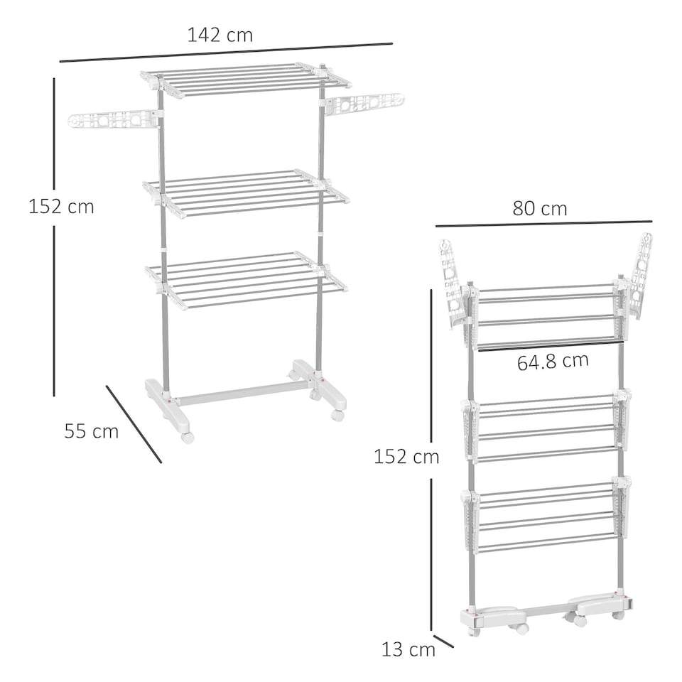image 1 of HOMCOM 3 Layer Folding Cloth Hanger Stand Towel Hanging Dryer Rack Holding Airer