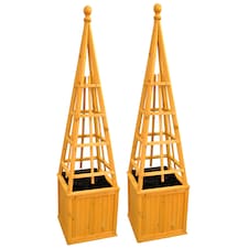 Square Wooden Garden Obelisk Planter - Pack of 2